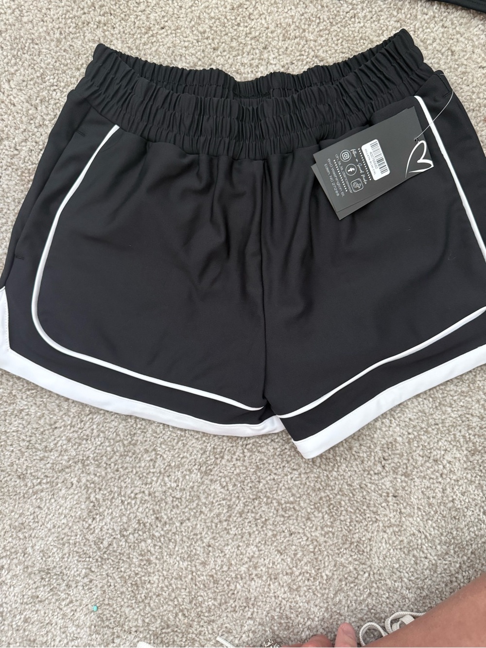 Active Black kids Athletic Shorts with White Trim